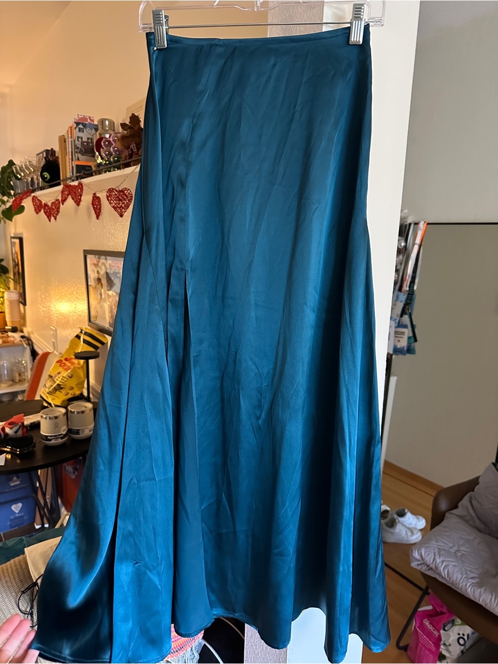 CUYANA Teal 100% silk Maxi Skirt - size S
